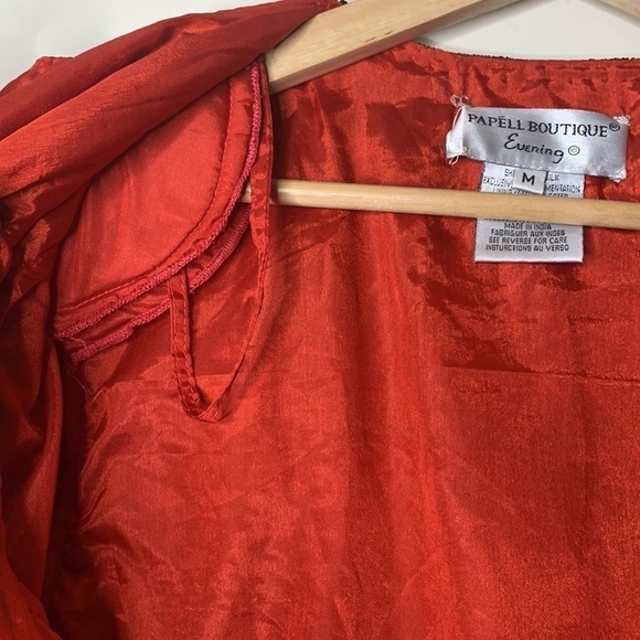 Papell Boutique || Vintage Heavily Beaded Sequin Silk Open Front Top Jacket M - Picture 10 of 17